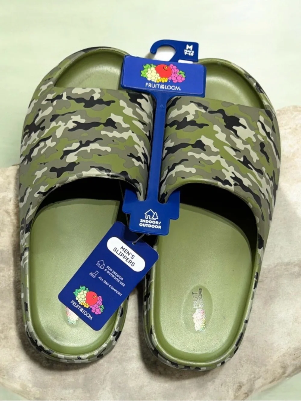 Fruit of the Loom Men's Camo Slide Slipper Sandals Size M 9-10 NEW